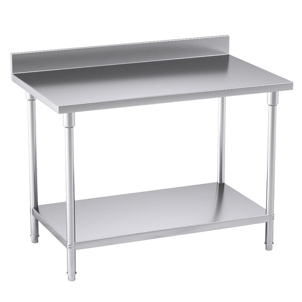 SOGA Commercial Catering Kitchen Stainless Steel Prep Work Bench Table with Back-splash 120*70*85cm Soga