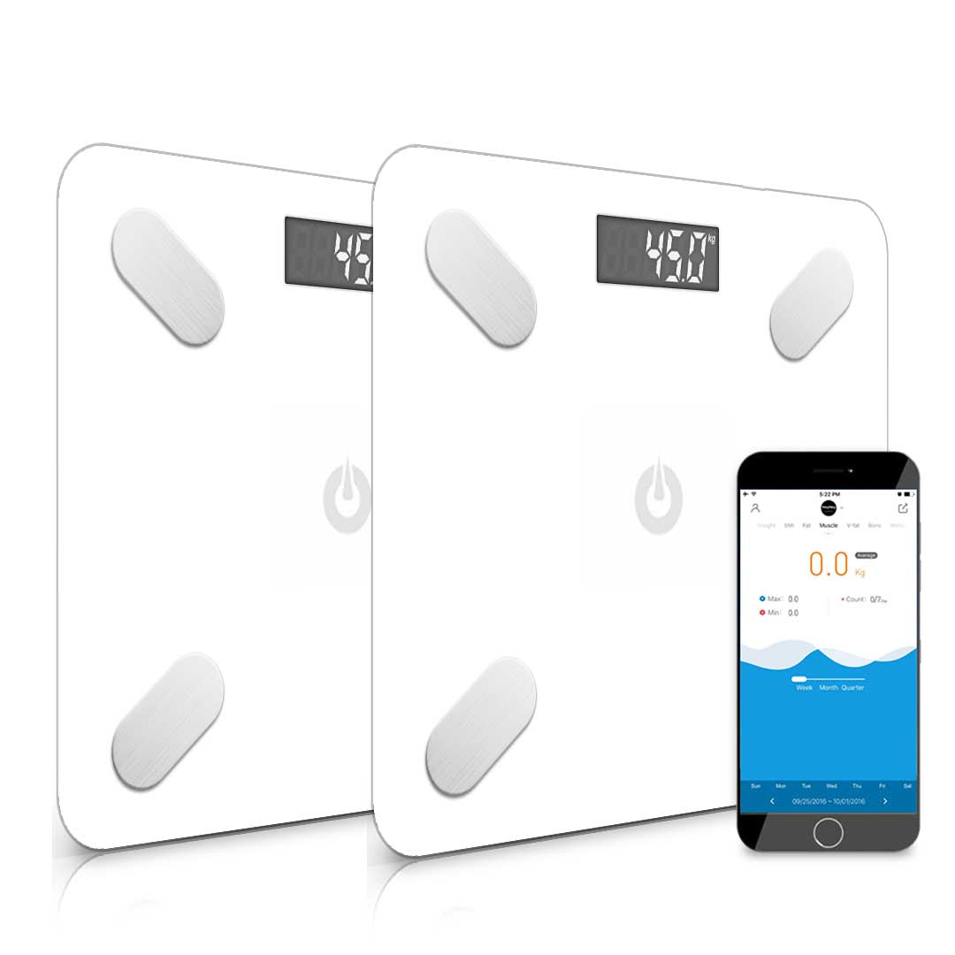 SOGA 2X Wireless Bluetooth Digital Body Fat Scale Bathroom Weighing Scales Health Analyzer Weight White Soga
