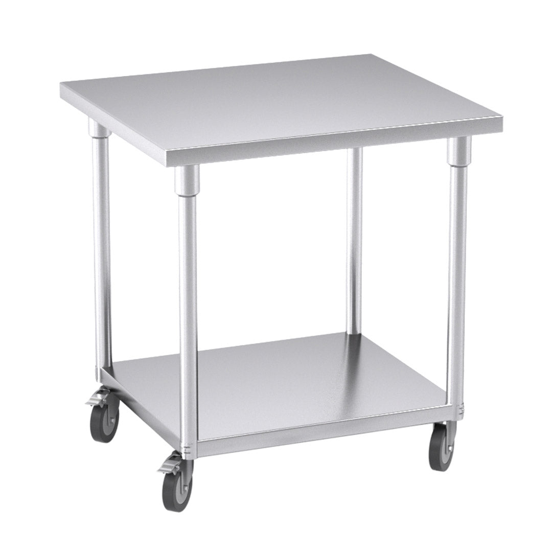 SOGA 80cm Commercial Catering Kitchen Stainless Steel Prep Work Bench Table with Wheels Soga