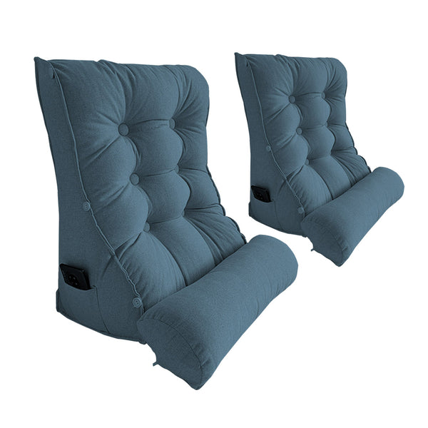 SOGA 2X 60cm Grey Triangular Wedge Lumbar Pillow Headboard Backrest Sofa Bed Cushion Home Decor Soga