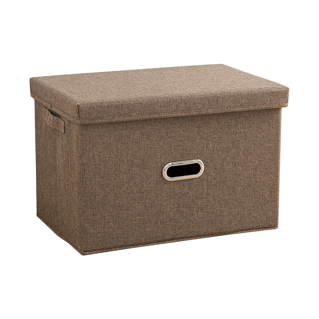 SOGA Coffee Large Foldable Canvas Storage Box Cube Clothes Basket Organiser Home Decorative Box Soga