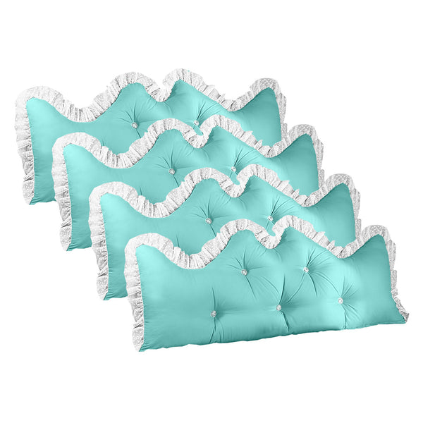 SOGA 4X 180cm Light Blue Princess Bed Pillow Headboard Backrest Bedside Tatami Sofa Cushion with Ruffle Lace Home Decor Soga