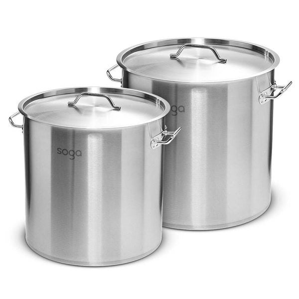 SOGA Stock Pot 21L 50L Top Grade Thick Stainless Steel Stockpot 18/10 Soga