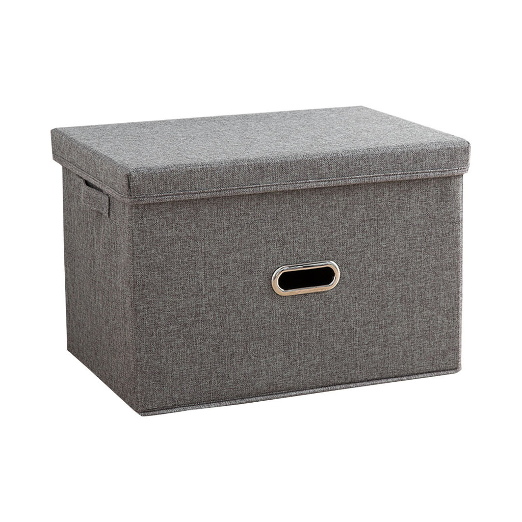 SOGA Grey Small Foldable Canvas Storage Box Cube Clothes Basket Organiser Home Decorative Box Soga