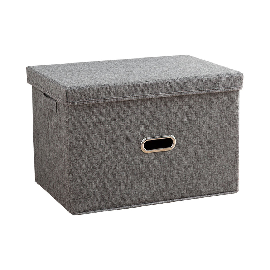 SOGA Grey Small Foldable Canvas Storage Box Cube Clothes Basket Organiser Home Decorative Box Soga
