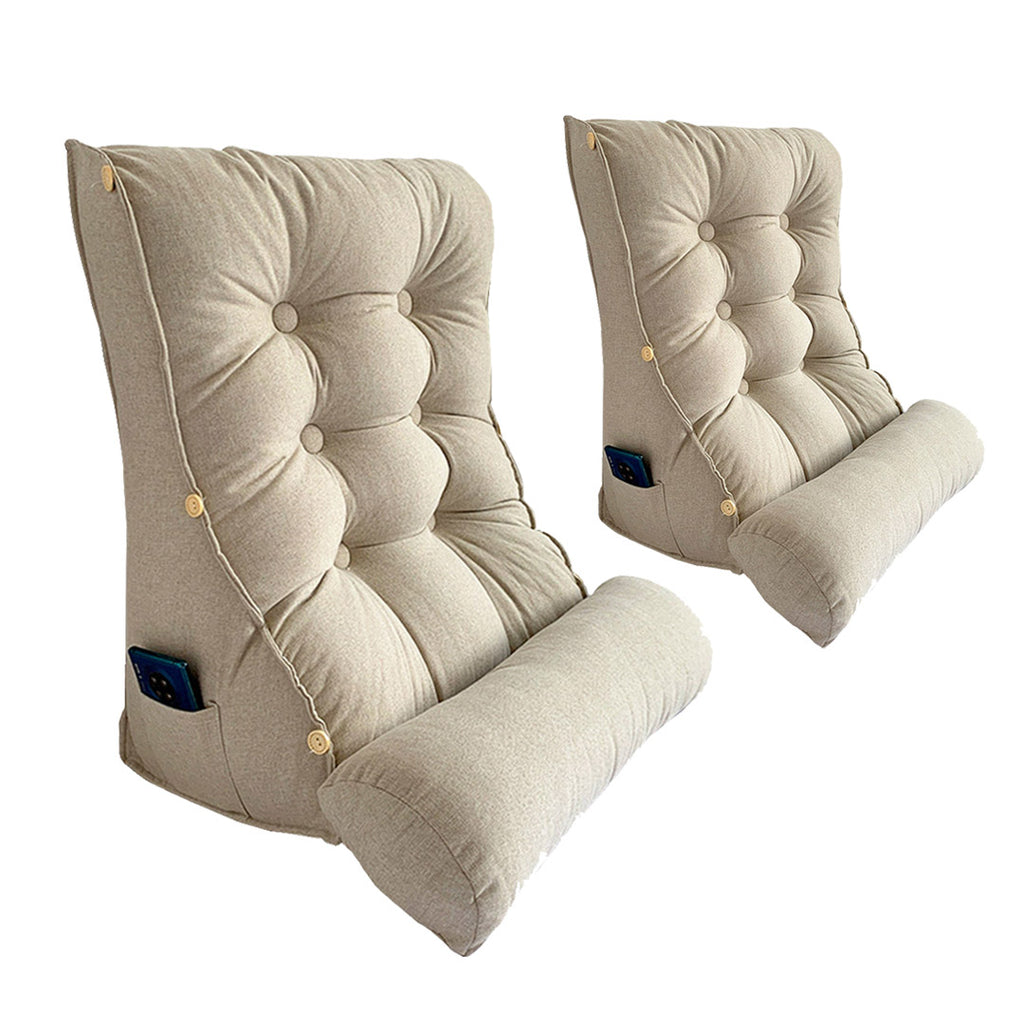 SOGA 2X 60cm White Triangular Wedge Lumbar Pillow Headboard Backrest Sofa Bed Cushion Home Decor Soga