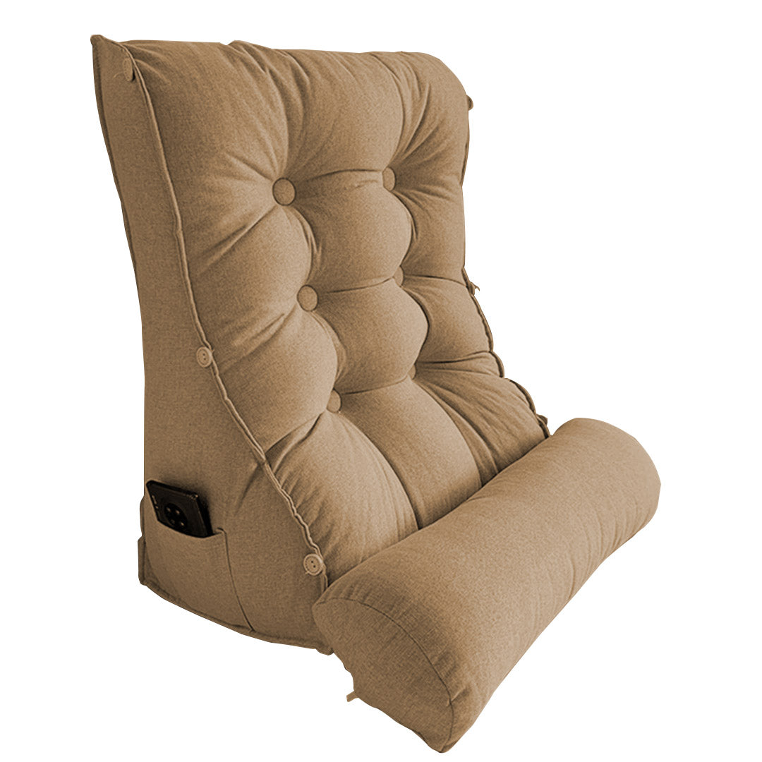 SOGA 60cm Khaki Triangular Wedge Lumbar Pillow Headboard Backrest Sofa Bed Cushion Home Decor Soga