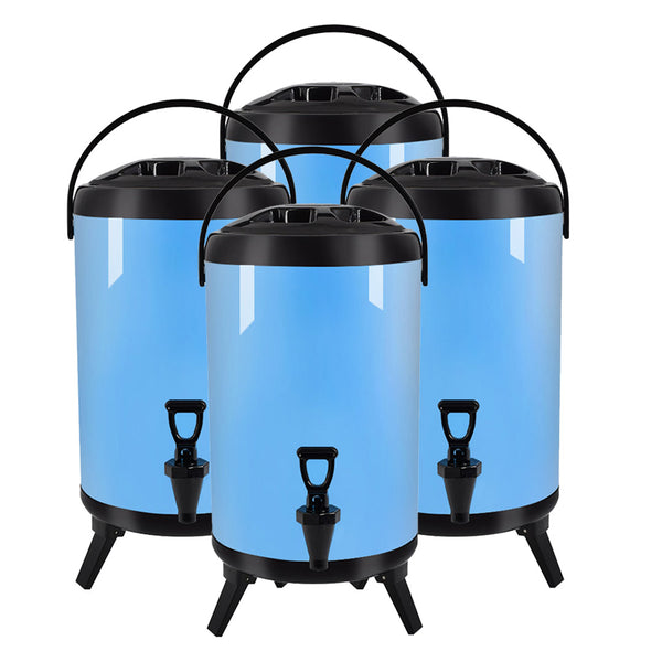 SOGA 4X 12L Stainless Steel Insulated Milk Tea Barrel Hot and Cold Beverage Dispenser Container with Faucet Blue Soga