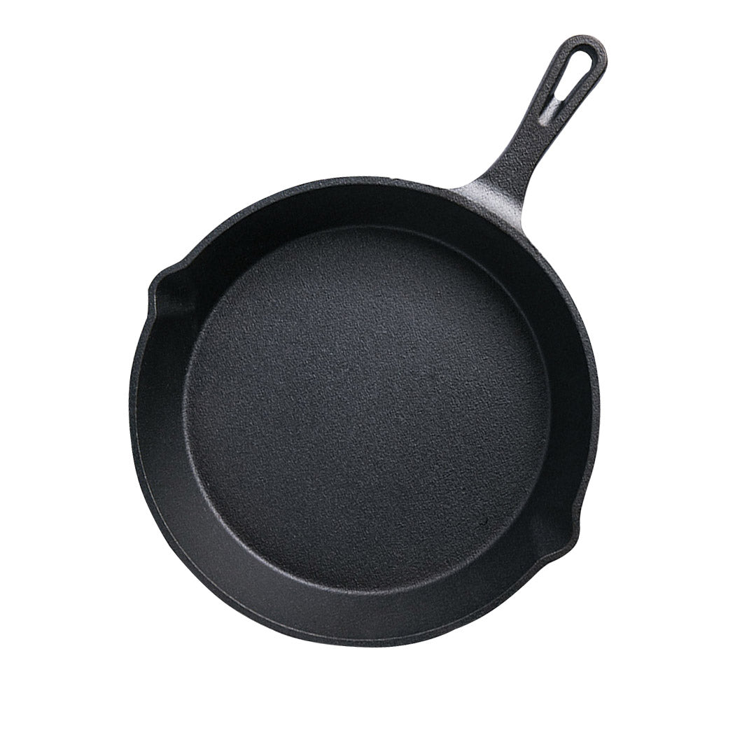 SOGA 26cm Round Cast Iron Frying Pan Skillet Steak Sizzle Platter with Handle Soga