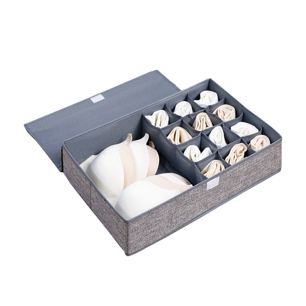 SOGA Grey Flip Top Underwear Storage Box Foldable Wardrobe Partition Drawer Home Organiser Soga
