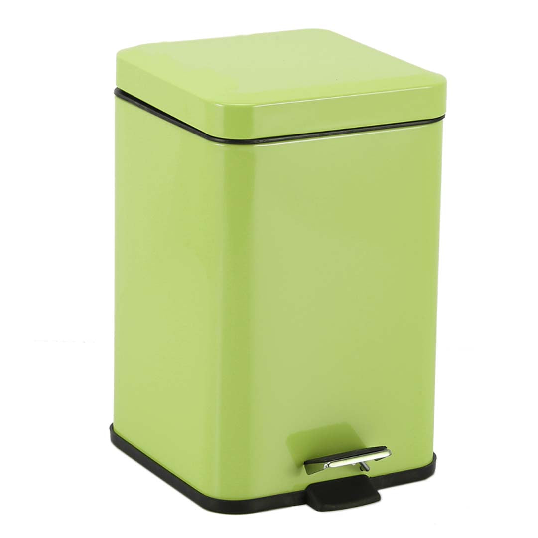 SOGA Foot Pedal Stainless Steel Rubbish Recycling Garbage Waste Trash Bin Square 6L Green Soga