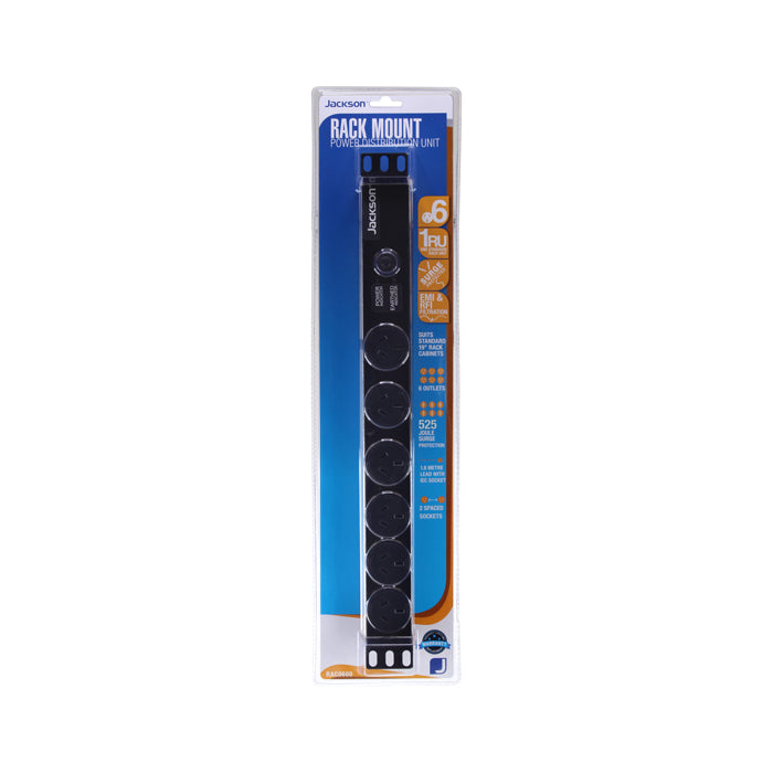 Jackson 1RU 6 Outlet PDU -19" Rack Mounted Power Rail with Surge Protection Deals499