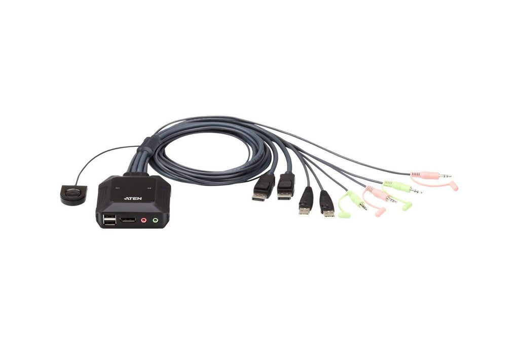 Aten CS22DP 2-Port USB DisplayPort Cable KVM Switch with Remote Port Selector Deals499