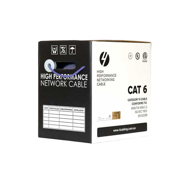 CAT6 Ethernet 305m Cable Reel Box. UTP LAN Cable with Solid Conductor. Purple Deals499