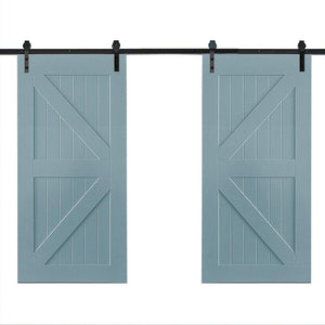 2M Antique Classic Style Double Sliding Barn Door Hardware Track Roller Kit Deals499