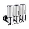 3 Bottles Bathroom Shower Soap Shampoo Gel Dispenser Pump Wall 1500ml Silver Deals499