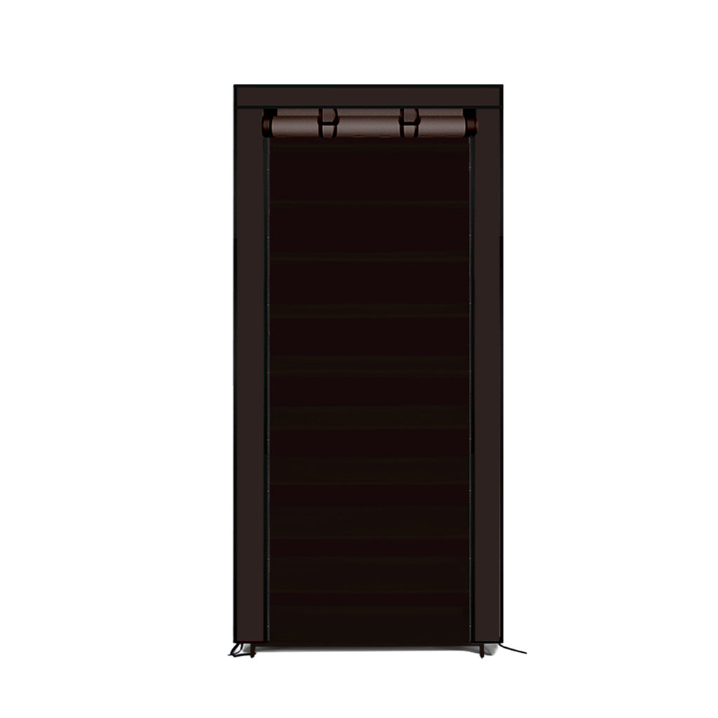 Levede 10 Tier Shoe Rack Portable Storage Cabinet Organiser Wardrobe Brown Cover Deals499
