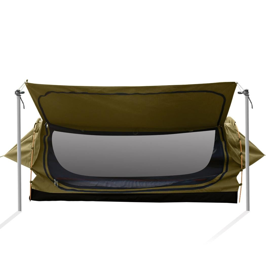 Mountview Double Swag Camping Swags Canvas Dome Tent Free Standing Khaki Deals499