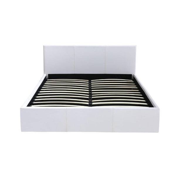 Levede Gas Lift Bed Frame Premium Leather Base Mattress Storage Queen Size White Deals499
