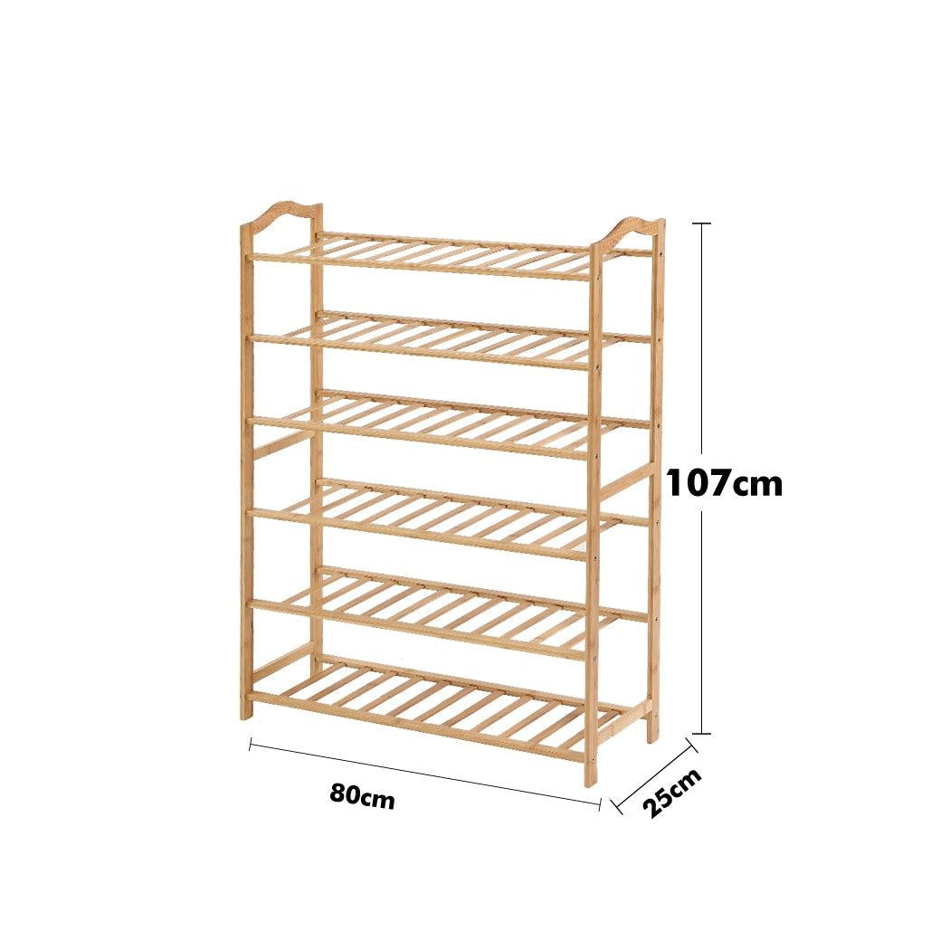 Levede Bamboo Shoe Rack Storage Wooden Organizer Shelf Stand 6 Tiers Layers 80cm Deals499