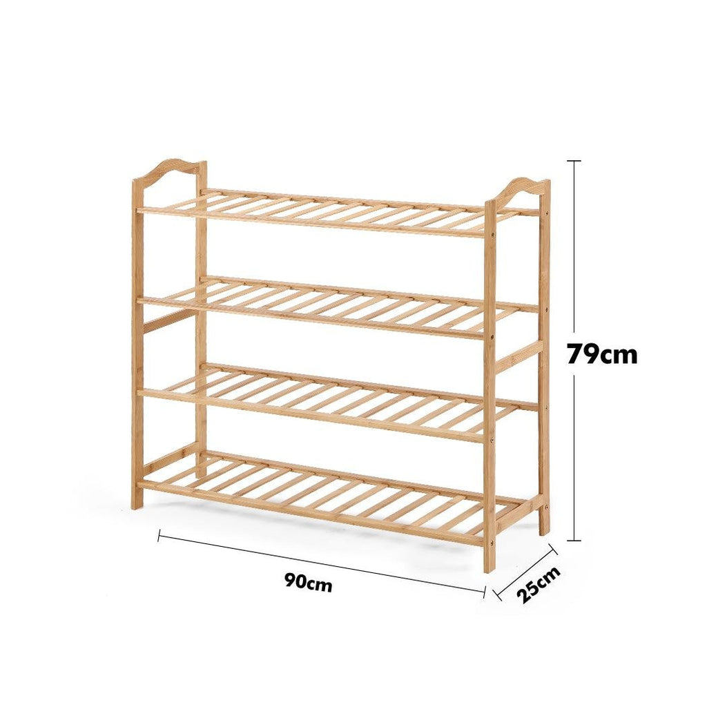 Levede Bamboo Shoe Rack Storage Wooden Organizer Shelf Stand 4 Tiers Layers 90cm Deals499
