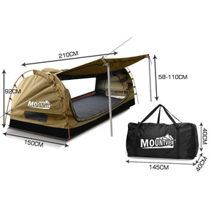 Mountview Double Swag Camping Swags Canvas Dome Tent Free Standing Khaki Deals499