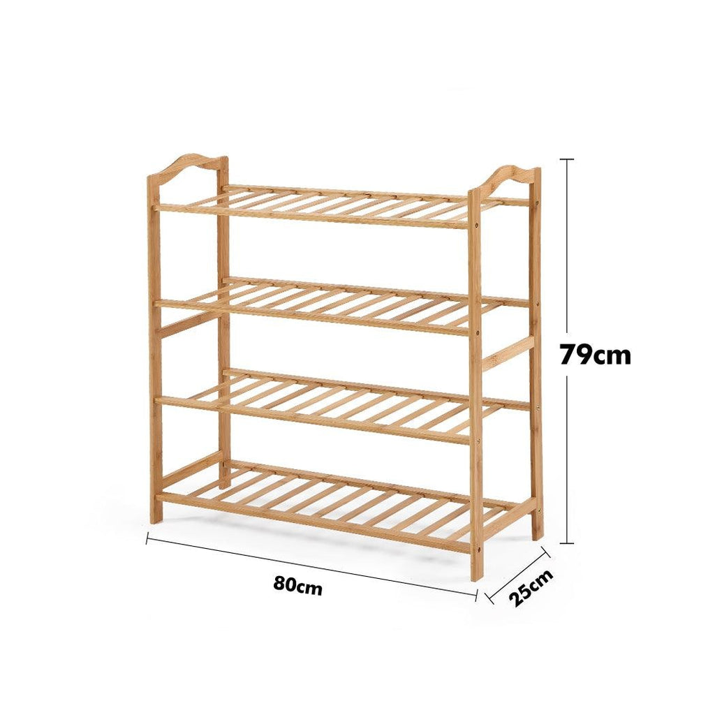 Levede Bamboo Shoe Rack Storage Wooden Organizer Shelf Stand 4 Tiers Layers 80cm Deals499