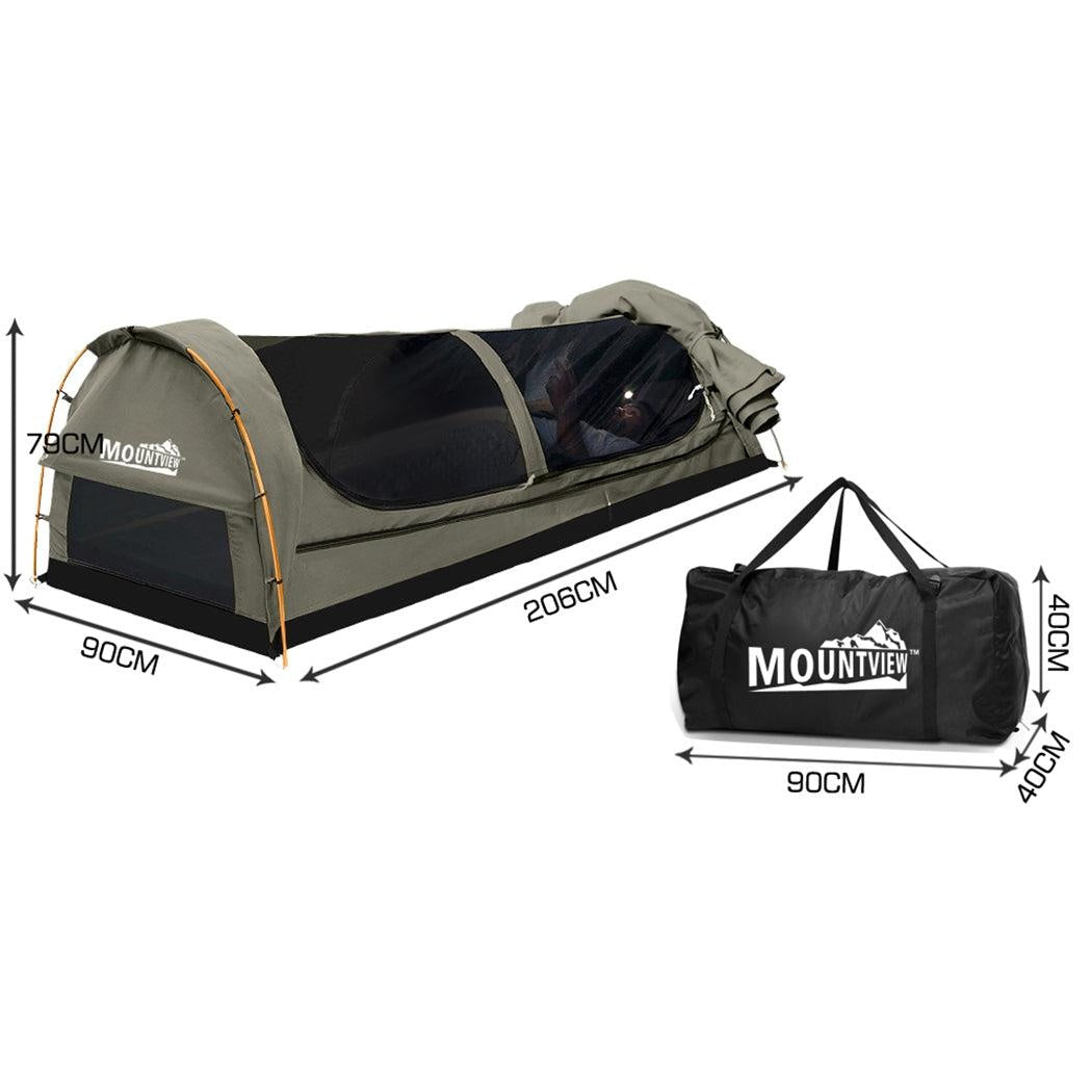 Mountview King Single Swag Camping Swags Canvas Dome Tent Hiking Mattress Grey Deals499