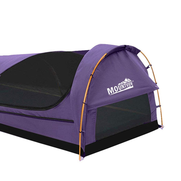 Mountview Double Swag Camping Swags Canvas Dome Tent Hiking Mattress Purple Deals499