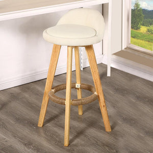 2x Levede Fabric Swivel Bar Stool Kitchen Stool Dining Chair Barstools Cream Deals499