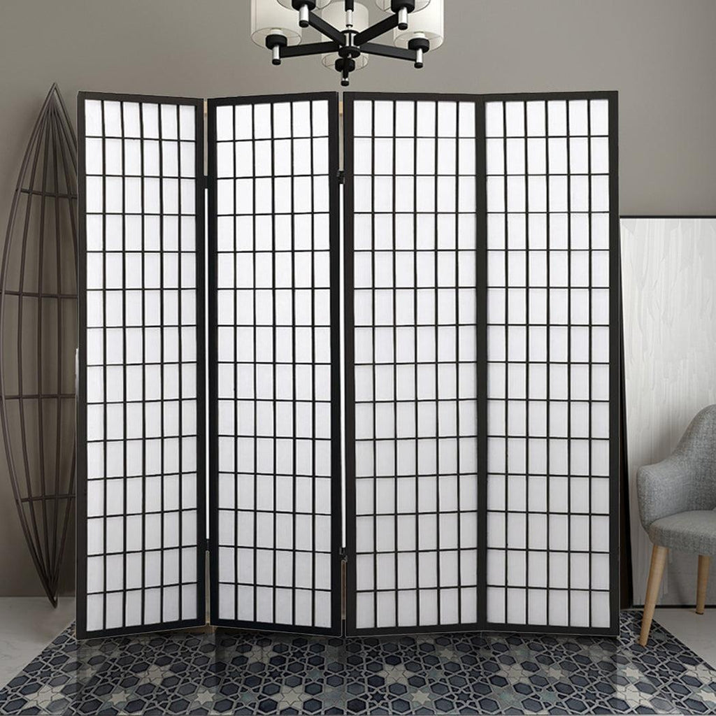 Levede 4 Panel Free Standing Foldable  Room Divider Privacy Screen Black Frame Deals499