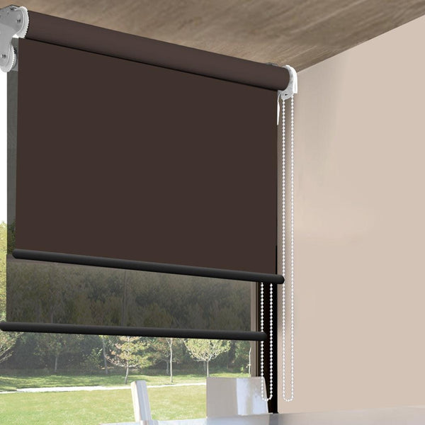 Modern Day/Night Double Roller Blinds Commercial Quality 210x210cm Coffee Black Deals499