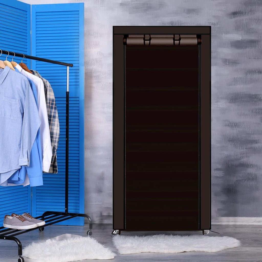 Levede 10 Tier Shoe Rack Portable Storage Cabinet Organiser Wardrobe Brown Cover Deals499