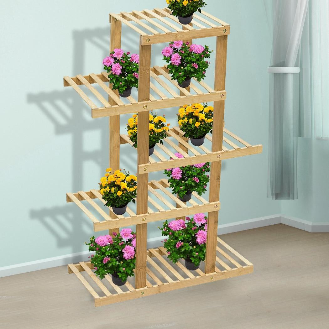 5 Tiers Premium Bamboo Wooden Plant Stand In/outdoor Garden Planter Flower shelf Deals499