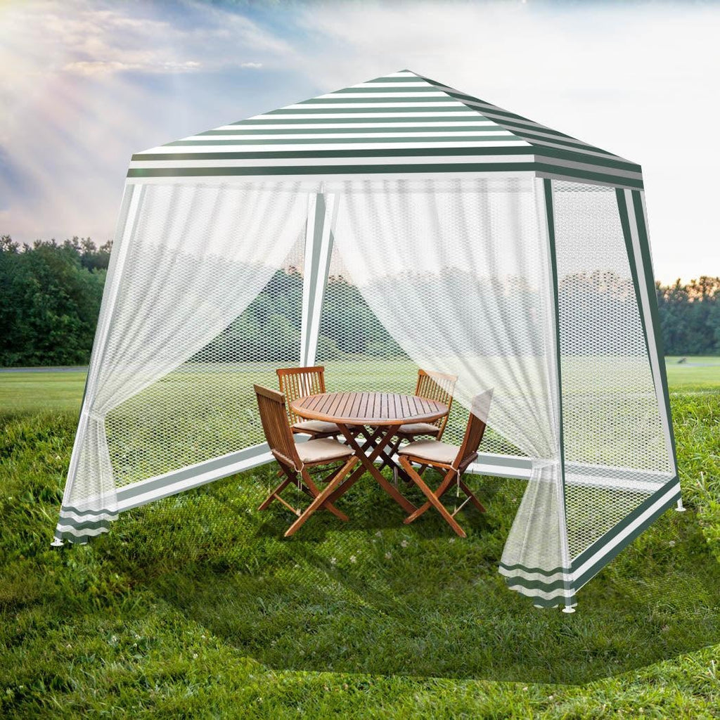 Mountview Pop Up Marquee Gazebo 3x3m Outdoor Canopy Wedding Tent Mesh Side Wall Deals499