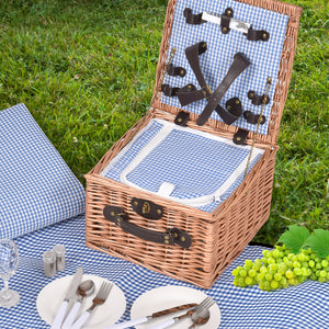 2 Person Picnic Basket Wicker Baskets Set Insulated Outdoor Blanket Gift Storage Deals499