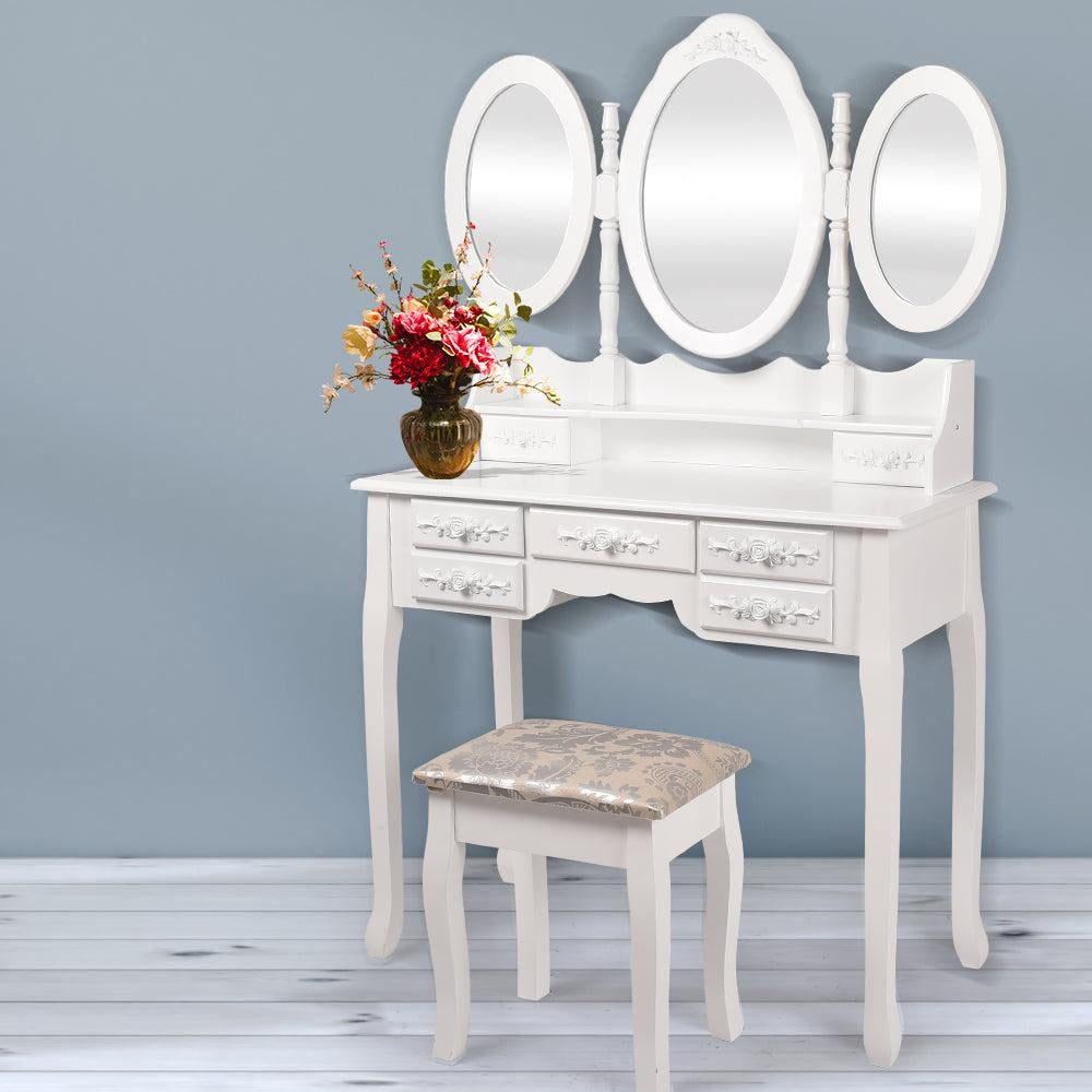 Levede Dressing Table Jewellery Organiser Mirror Makeup Drawer Bedroom Furniture Deals499