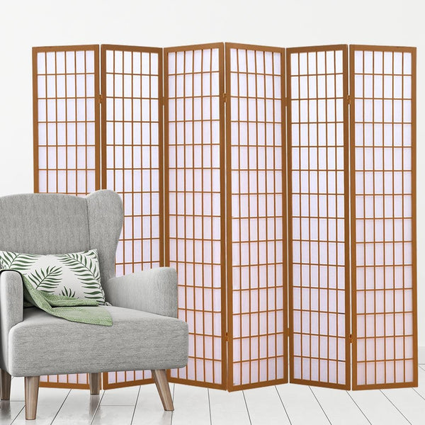 Levede 6 Panel Free Standing Foldable  Room Divider Privacy Screen Wood Frame Deals499