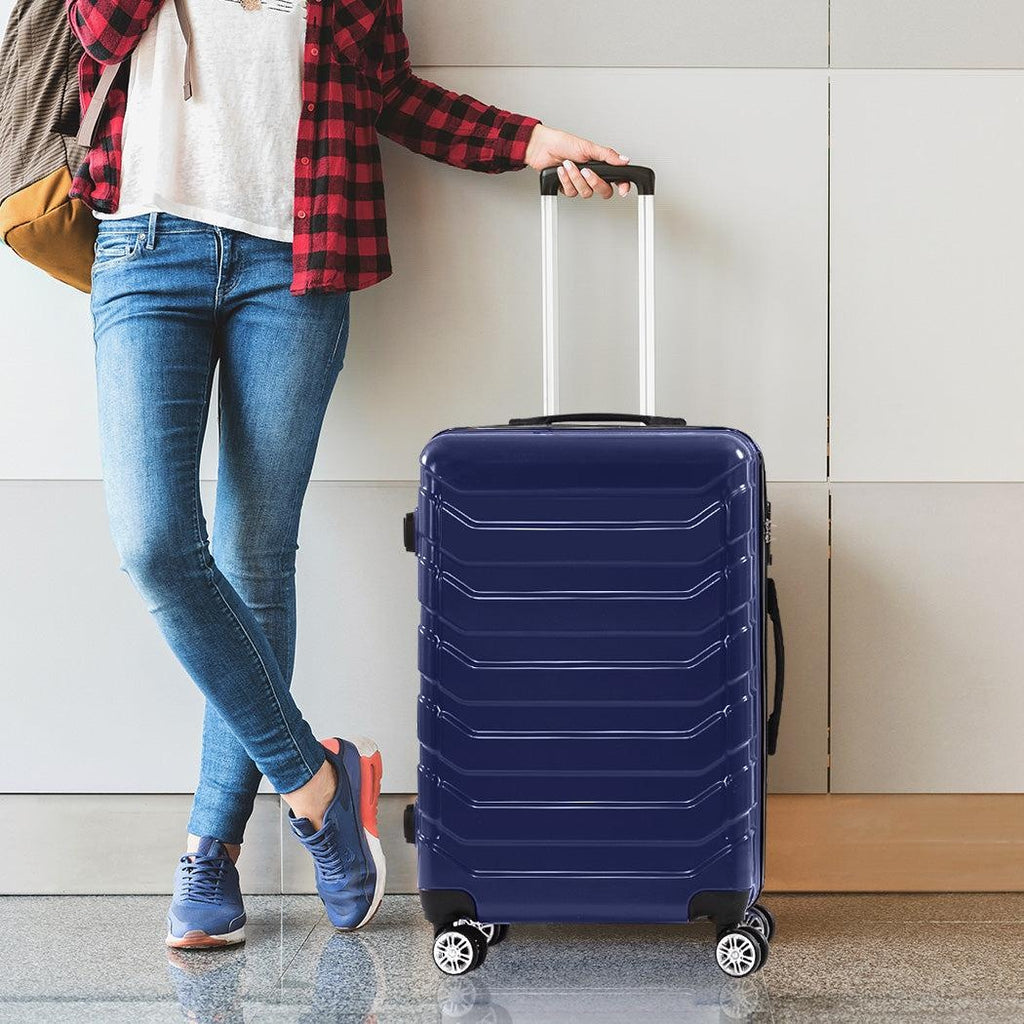 Suitcase Luggage Set 3 Piece Sets Travel Organizer Hard Cover Packing Lock Navy Deals499