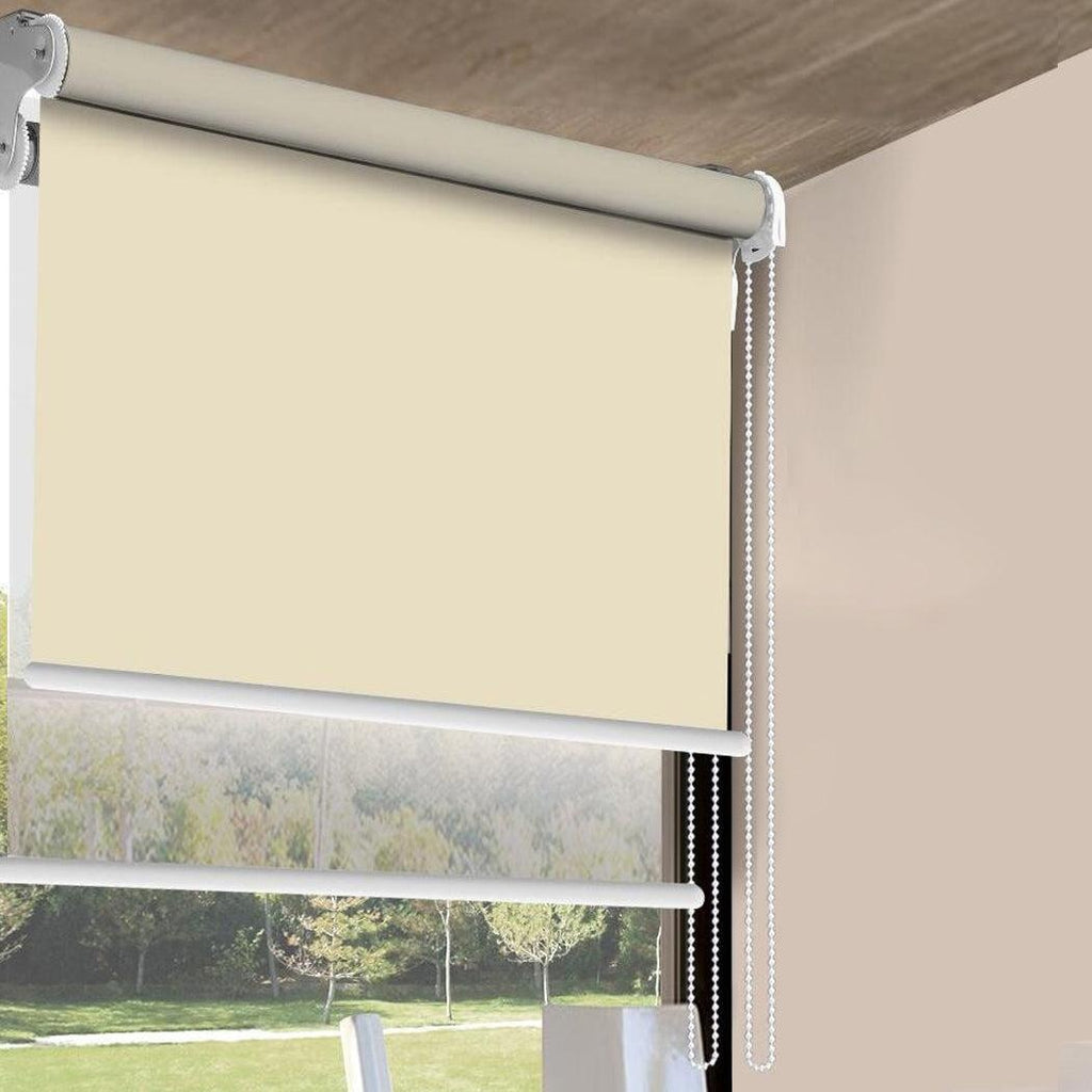 Modern Day/Night Double Roller Blinds Commercial Quality 90x210cm Cream White Deals499