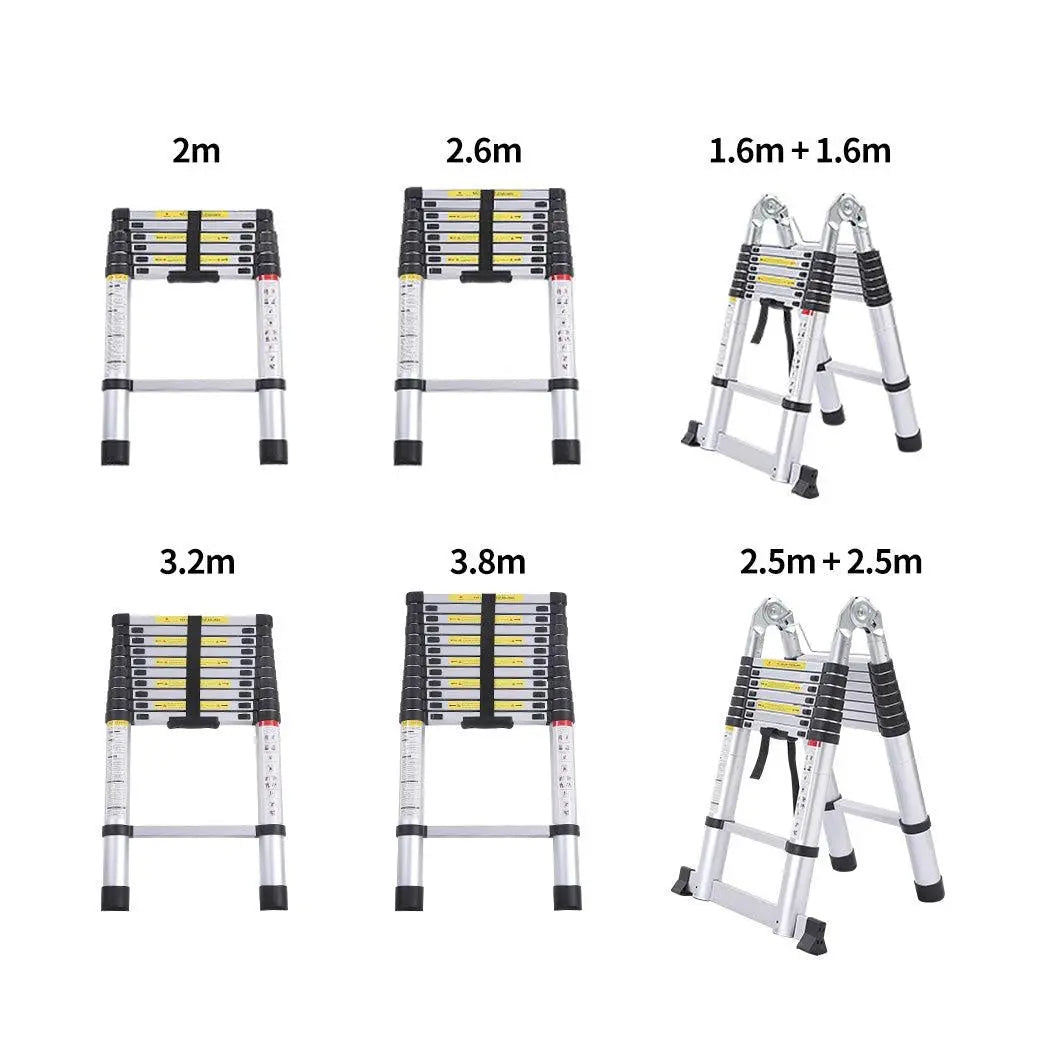 1.6M+1.6M Telescopic Aluminium Multipurpose Ladder Extension Alloy Extendable Step Deals499