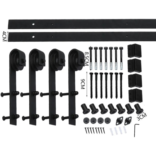 1.83M Antique Classic Style Double Sliding Barn Door Hardware Track Roller Kit Deals499