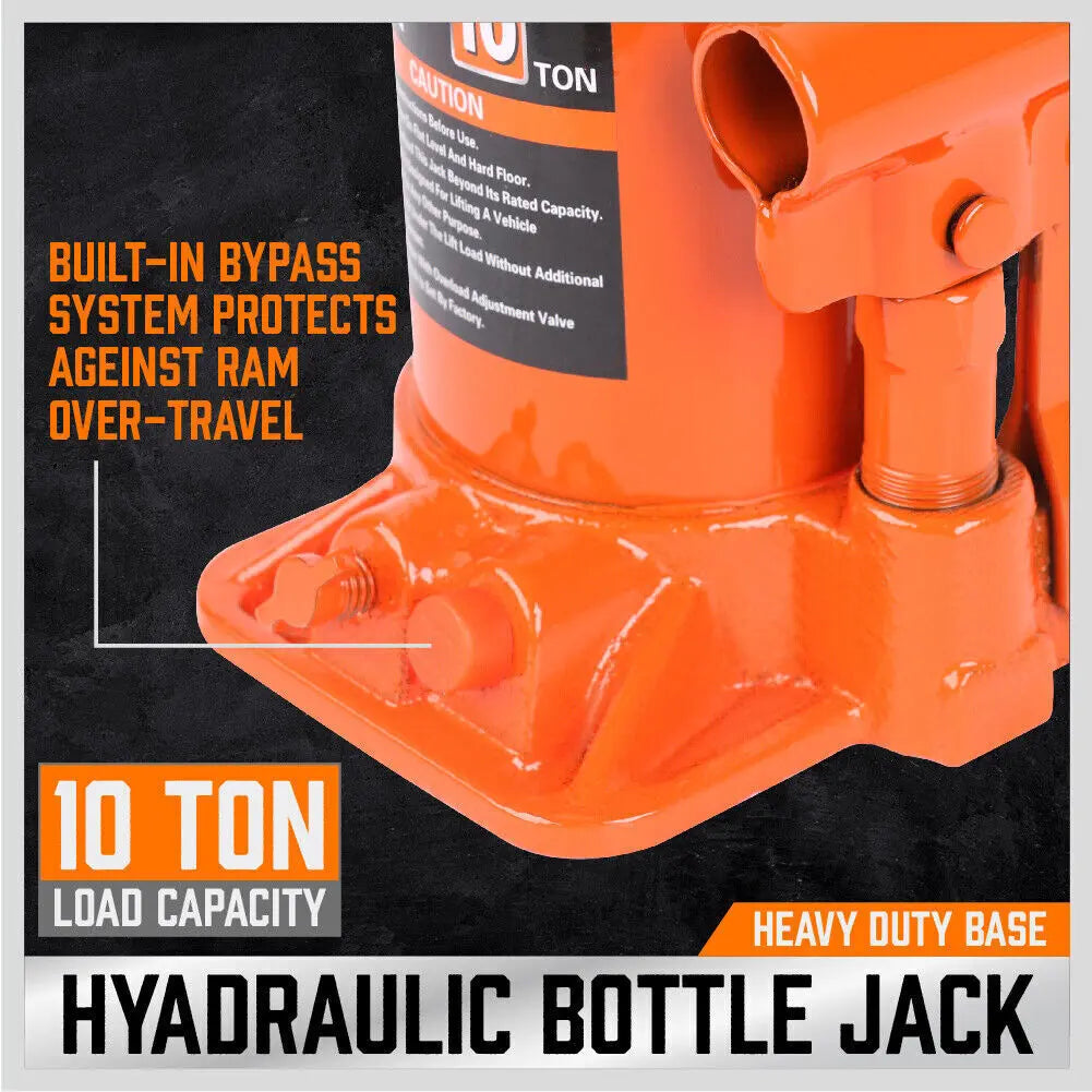 10 Ton Hydraulic Bottle Jack w/Safety Valve Car Van Truck Caravan Lift SUV 4WD from Deals499 at Deals499