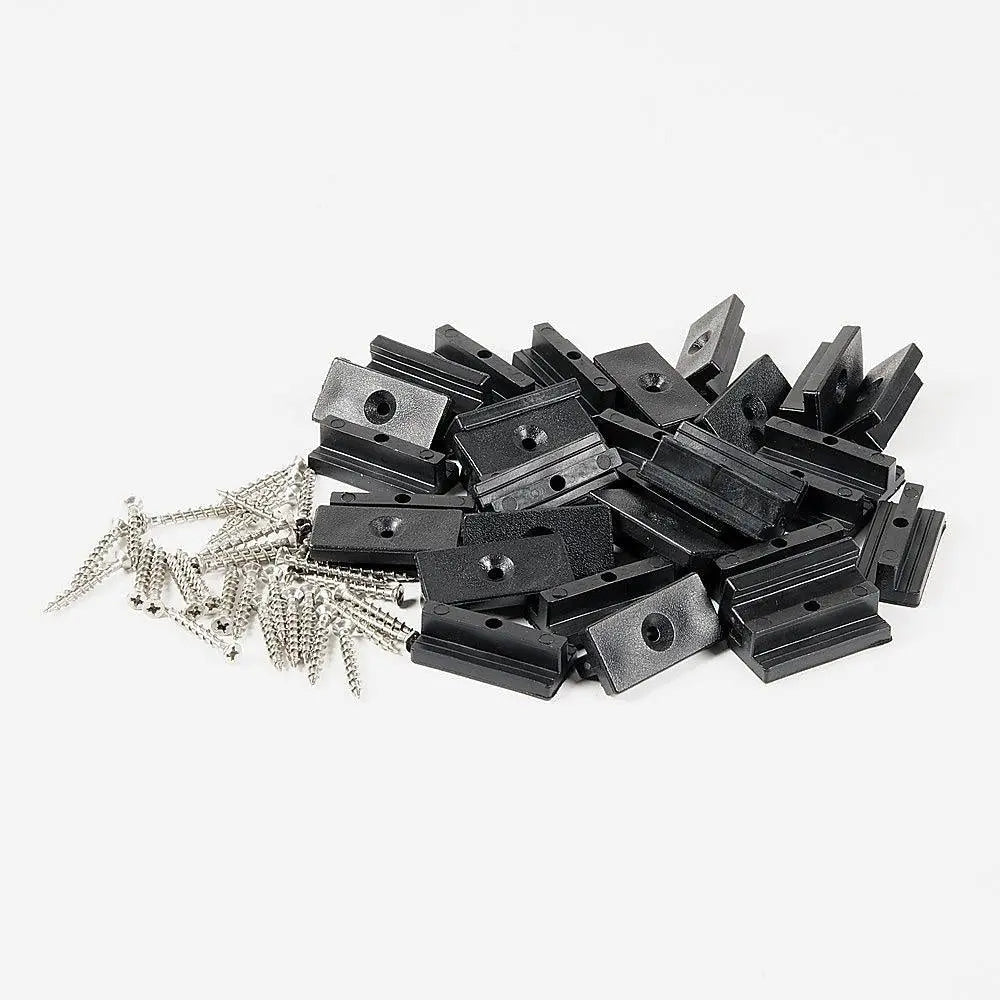 100 Composite Decking Hidden Fixing Fasteners Plastic T Clips & Black Screws Deals499