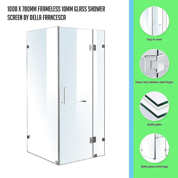 1000 x 700mm Frameless 10mm Glass Shower Screen By Della Francesca Deals499
