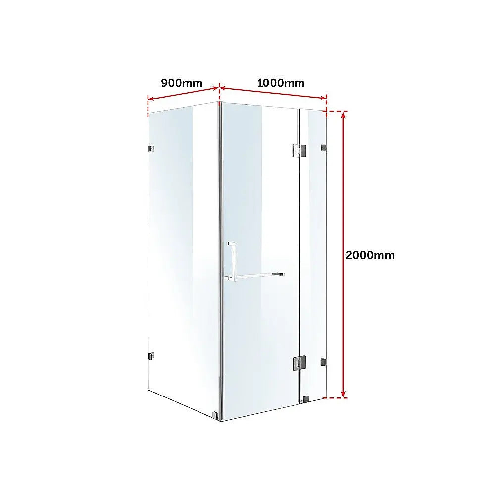 1000 x 900mm Frameless 10mm Glass Shower Screen By Della Francesca Deals499