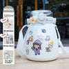 1000ml Large Water Bottle Stainless Steel Straw Water Jug with FREE Sticker Packs (White) Deals499