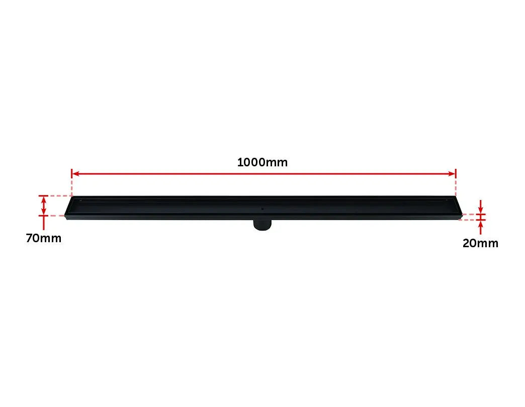 1000mm Tile Insert Bathroom Shower Black Grate Drain w/Centre outlet Floor Waste Deals499