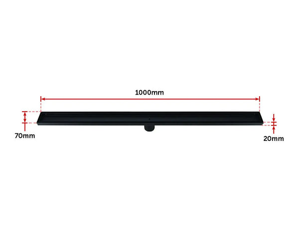 1000mm Tile Insert Bathroom Shower Black Grate Drain w/Centre outlet Floor Waste Deals499
