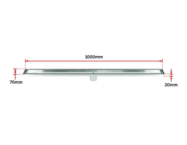 1000mm Tile Insert Bathroom Shower Stainless Steel Grate Drain w/Centre outlet Floor Waste Deals499
